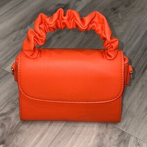 Vibrant Orange Mini Bag with Ruffled Handle